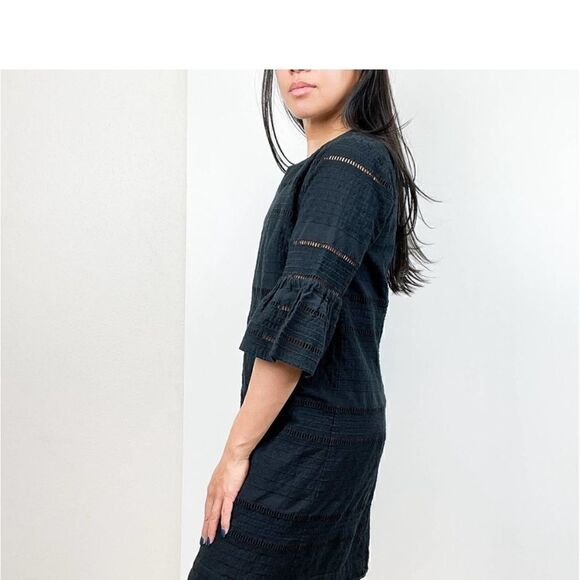 J.Crew Size 2 Mini Shift Dress Eyelet Flare
Sleeve Embroidered Black - Picture 2 of 14